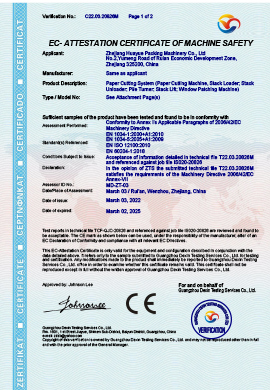 HPM PAPER CUTTER CE certificatione